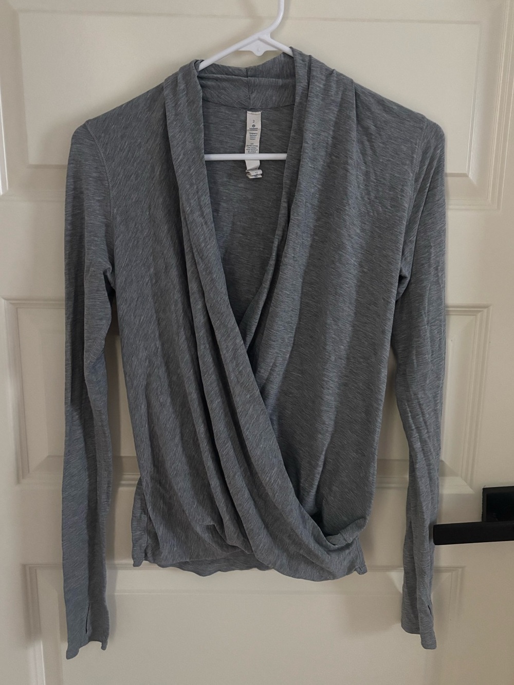 lululemon athletica Heather Gray Draped Wrap Long-Sleeve Top